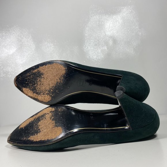 Bruno Magli Women Shoes Vintage Pump Heels Suede Emerald Green Italy Sz 7 - Picture 5 of 14